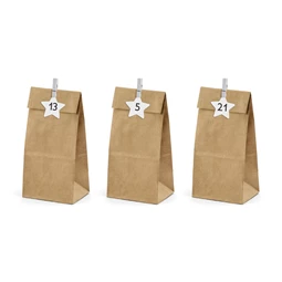 Adventi naptár tasakok, kézműves 8x6,5x21 cm S/24