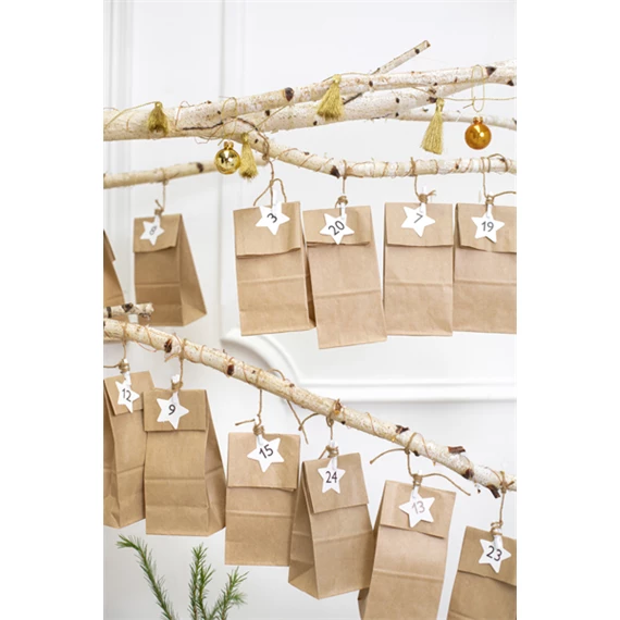 Adventi naptár tasakok, kézműves 8x6,5x21 cm S/24