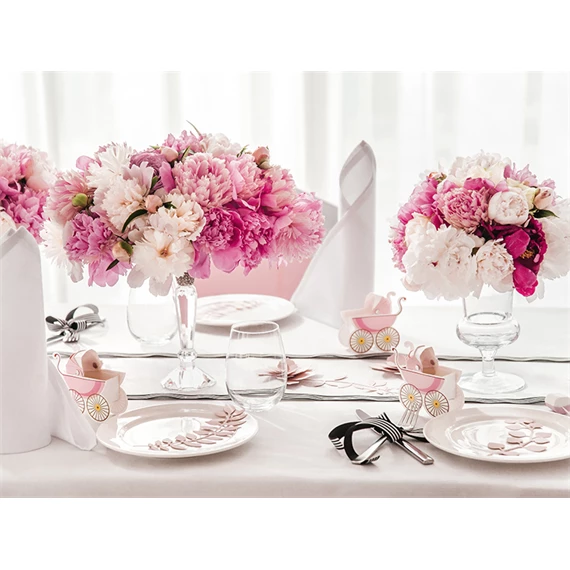 Ág levelekkel dekoráció púderrózsaszín S/9