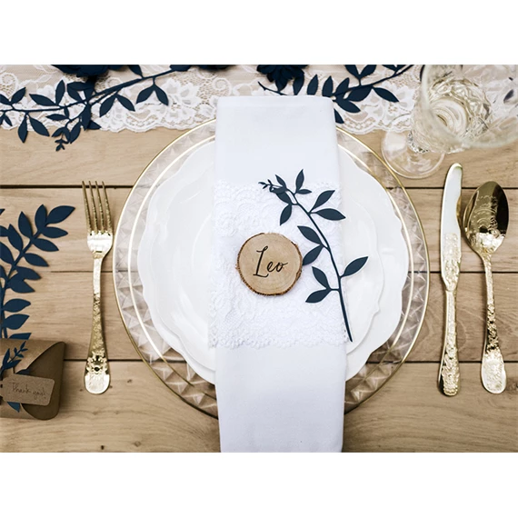 Ág levelekkel dekoráció sötétkék S/9