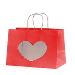 Ajándéktasak szív alakú ablakkal 22x29x10 cm S/12