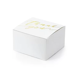 Ajándékdoboz Thank you felirattal 6x3,5x5,5 cm fehér,arany S/10