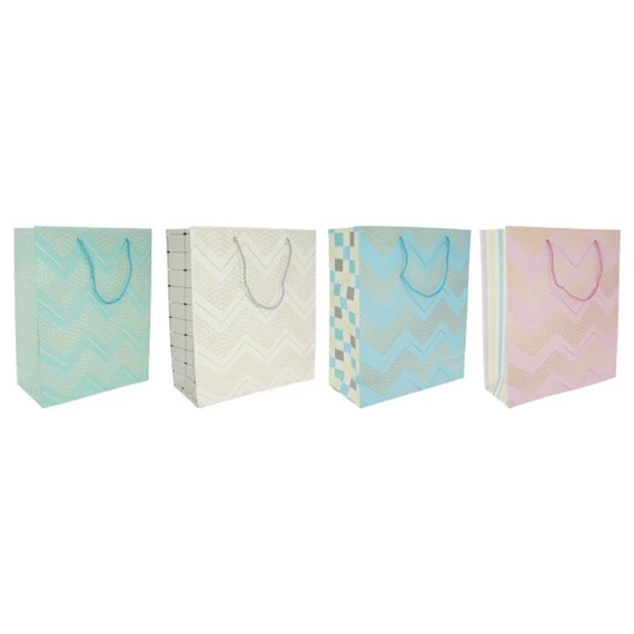 Ajándéktasak cikkcakk mintával 31x40x12 cm 4 féle