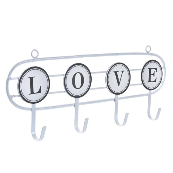 Akasztó falra "Love" és "Home" felirattal 40x4x16 cm 2 féle