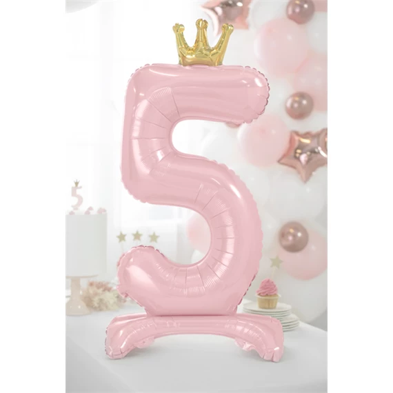 Lufi 5-ös szám álló fólia 84 cm világos rózsaszín
