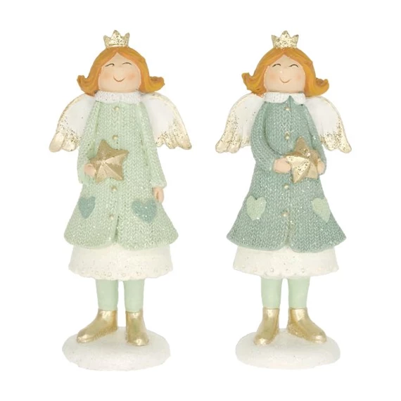 Angyal csillaggal álló, glitteres 7x5x16 cm 2 féle