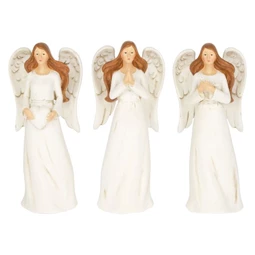 Angyal szívvel, imádkozó, madárral álló 5,5x4x12,3 cm 3 féle