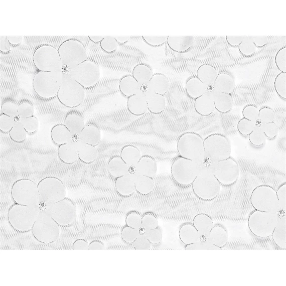 Asztali futó virágokkal fehér 26 x 500 cm