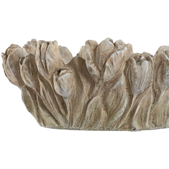 Asztali kínáló tulipánokkal, kopott hatású 23x23x10 cm