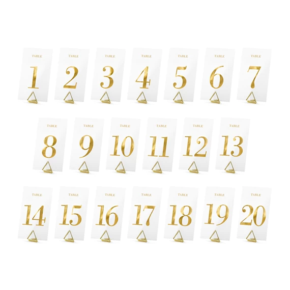 Átlátszó asztalszámok arany 7x12 cm S/20