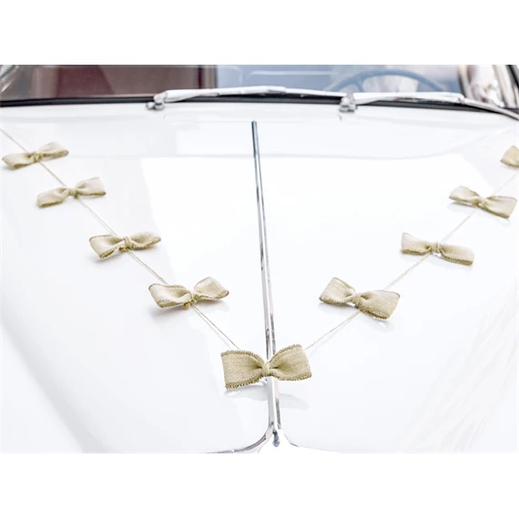 Autó dekorációs készlet masnik, zsákvászon