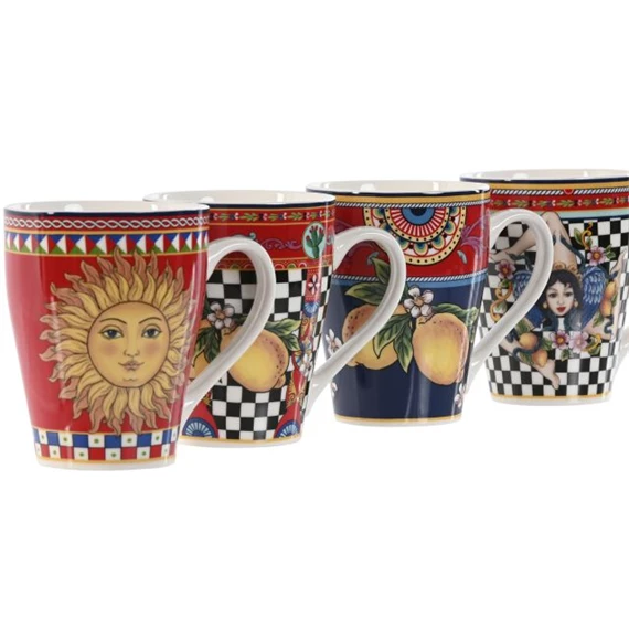 Bögre citrom mintás 350 ml 12x8,5x11 cm 4 féle