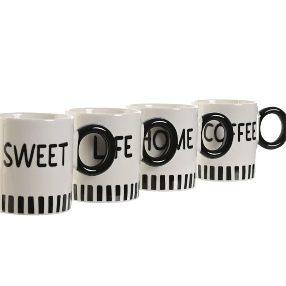 Bögre felirattal 380 ml 13,5x8,5x10 cm 4 féle