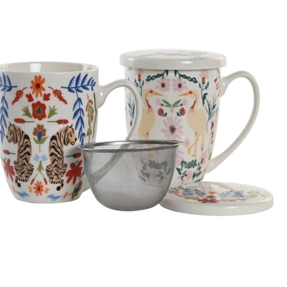 Bögre teás 12x9x11 cm 380 ml 2 féle