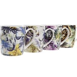 Bögre trópusi mintás 12x8,5x9,2 cm 400 ml 4 féle