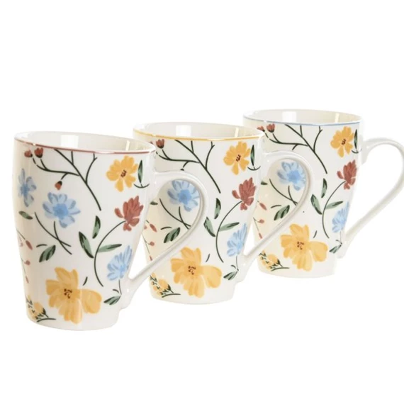 Bögre virágos 12x8,5x11 cm 350 ml 3 féle