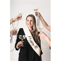 Szalag Happy 18 felirattal, krém, 76 cm