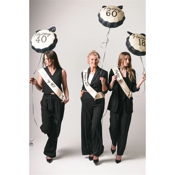 Szalag Happy 40 felirattal, krém, 76 cm