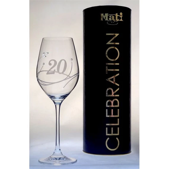 Boros pohár "Celebration 20 yr" felirattal, Swarovski kristállyal 360 ml 22,5x8 cm