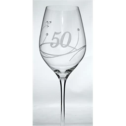 Boros pohár "Celebration 50 yr" felirattal, Swarovski kristállyal 360 ml 22,5x8 cm
