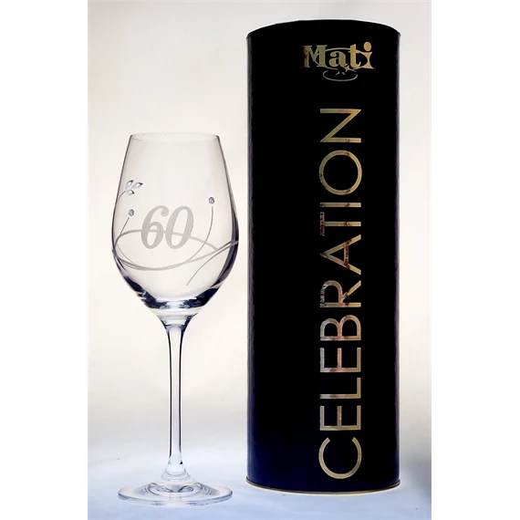 Boros pohár "Celebration 60 yr" felirattal, Swarovski kristállyal 360 ml 22,5x8 cm