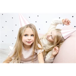 Csíkos party kalapok 16 cm világos rózsaszín S/6