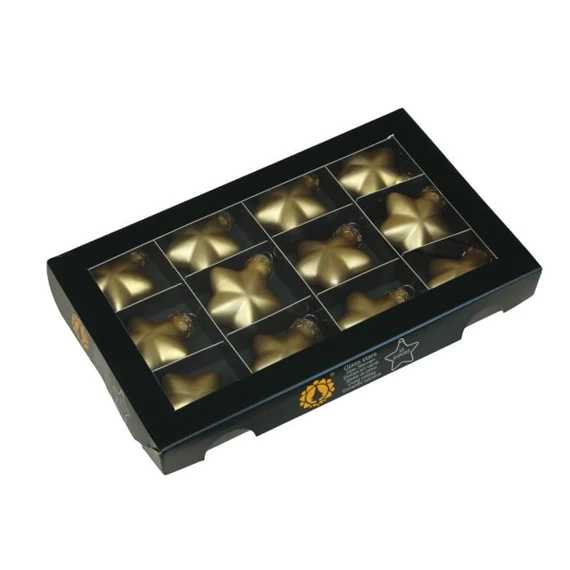 Csillag 4 cm bright gold mat S/12