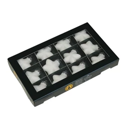 Csillag 4 cm white satin S/12