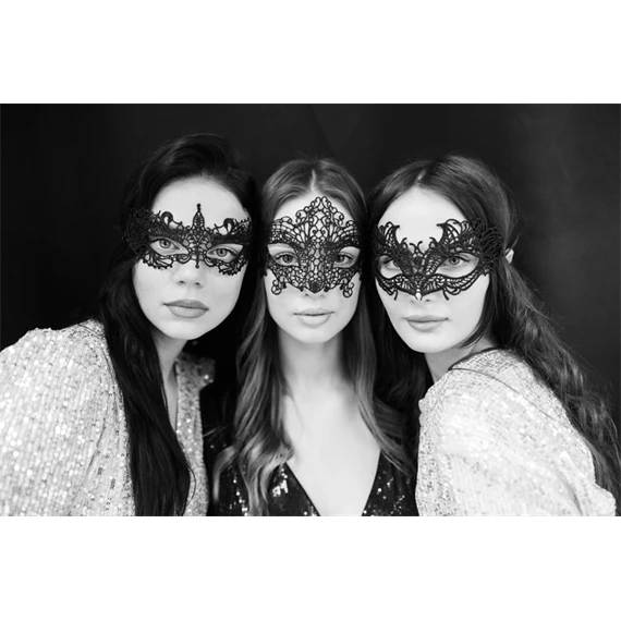 Csipke karneváli maszk fekete 21x8 cm