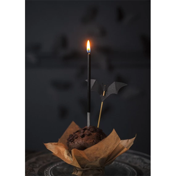 Cupcake dísz denevér fekete 3,6-4,7 cm S/6