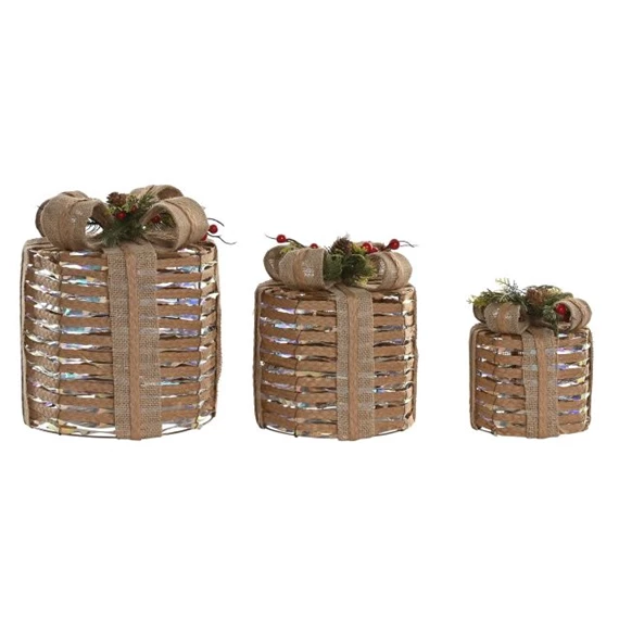 Dekoráció LED-es ajándékdoboz szett 25x25x30 cm S/3