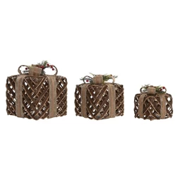 Dekoráció LED-es ajándékdoboz szett 28x28x31 cm S/3