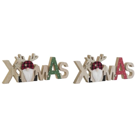 Dekoráció "XMAS" felirat 30x2x12 cm 2 féle