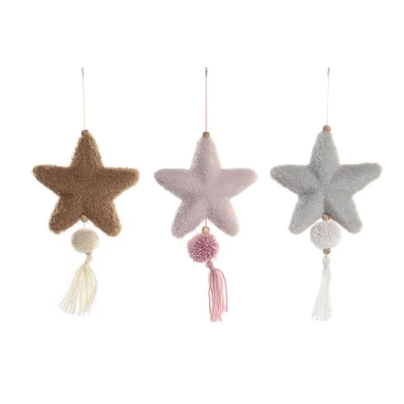 Dekoráció akasztós csillag 14x4x26 cm 3 féle