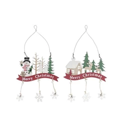 Dekoráció "Merry Christmas" felirattal, akasztós 20x2x35 cm 2 féle