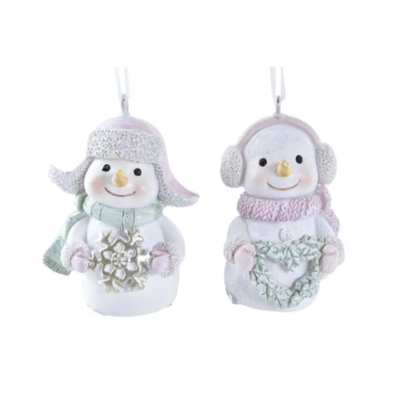 Dekoráció akasztós hóember 5,5x3,5x6 cm