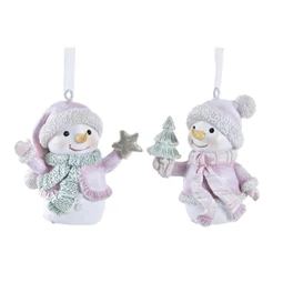 Dekoráció akasztós hóember 5,5x3,5x6 cm
