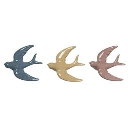 Dekoráció falra, fecske 15,5x4x14 cm 3 féle