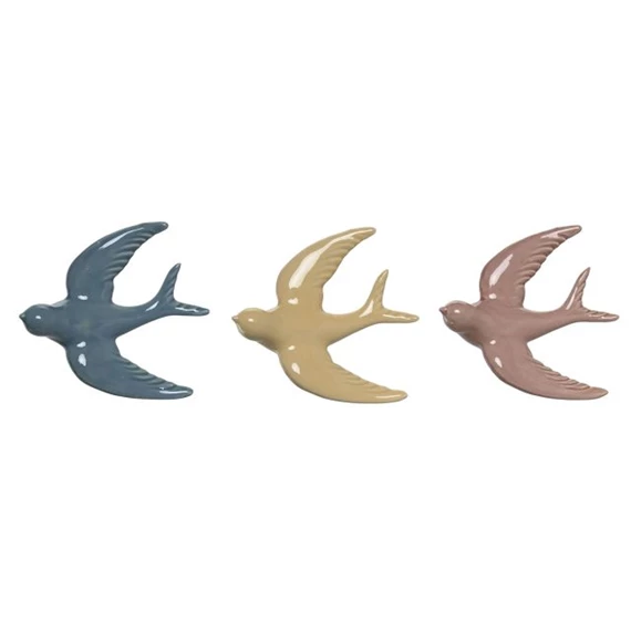 Dekoráció falra, fecske 15,5x4x14 cm 3 féle