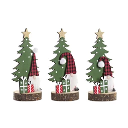 Dekoráció fenyőfa 8x8x19 cm 3 féle