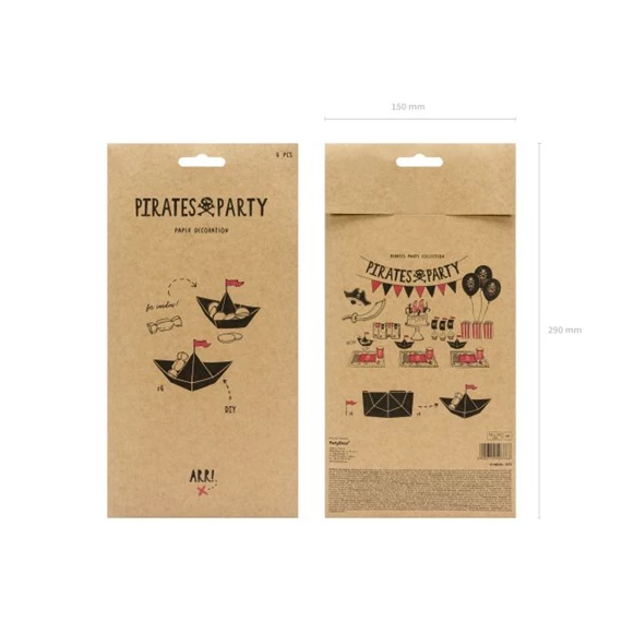 Dekoráció kalózcsákó papír 19x10x14 cm fekete S/6