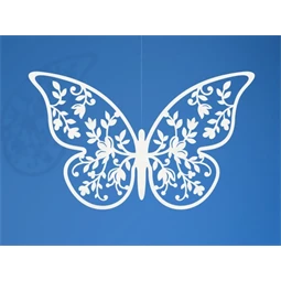 Dekoráció pillangó papír 7x4cm fehér S/10