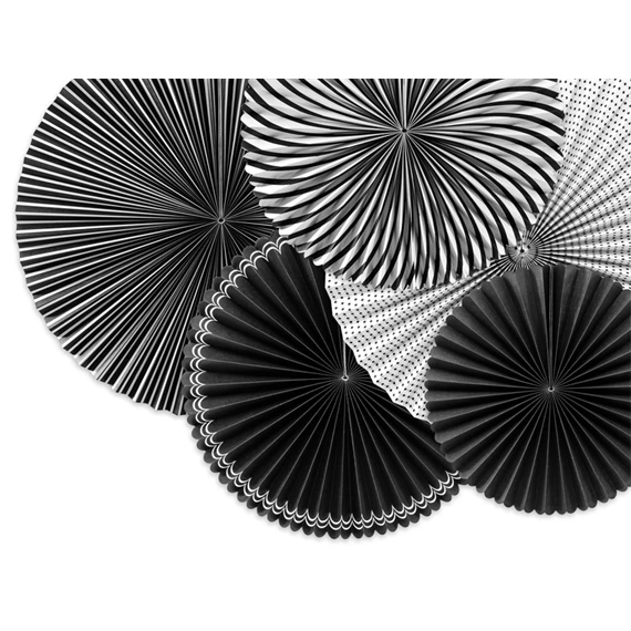 Dekorációs rozetták fekete-fehér mix S/5