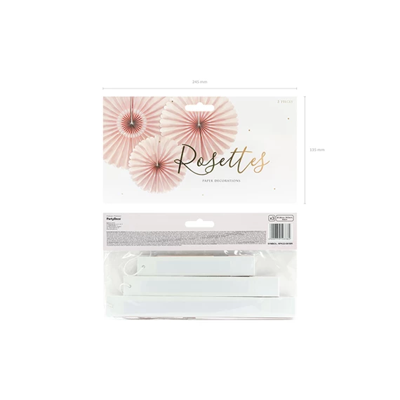 Dekorációs rozetták, poros rózsa S/3
