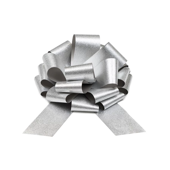 Dekorációs masni DIY ezüst 30 cm