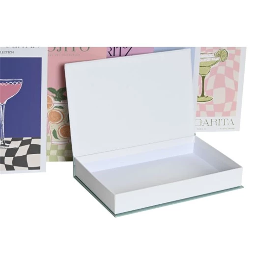 Doboz szett könyv alakú, koktél mintás 17x4,2x26,5 cm 6 féle