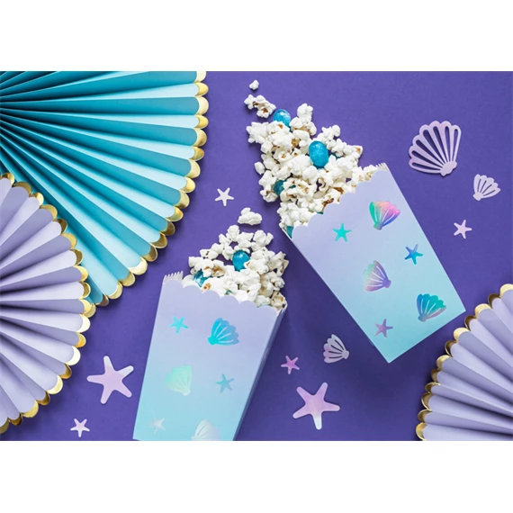 Dobozok popcornhoz kagyló mix, 7x7x12,5 cm S/6