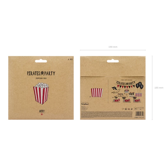 Dobozok popcornhoz mix 7x7x12,5 cm S/6