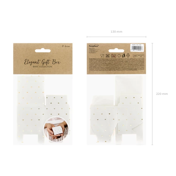 Dobozok szívek fehér 6x3,5x5,5 cm S/10