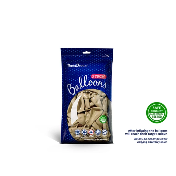 Erős lufi 12 cm fémes hideg arany S/100